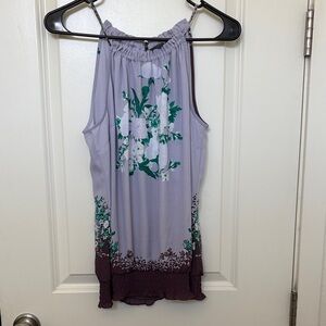 New York & Company Floral Tank Top - Lavender and Teal